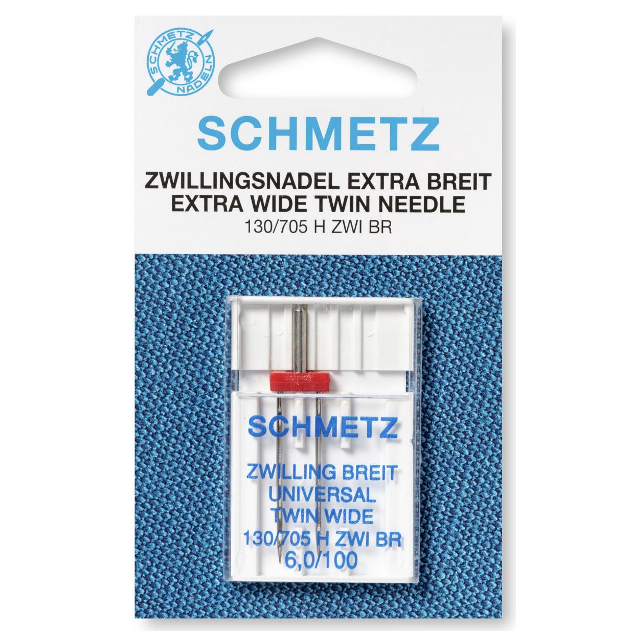 Schmetz Universal Extra Wide Twin Needle - Size 6.0mm/100