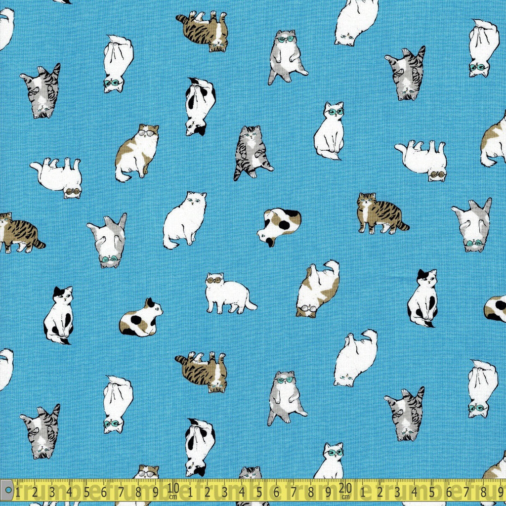 Sevenberry - Whiskers And Tails Cool Cats Blue - Sewing and Dressmaking Fabric
