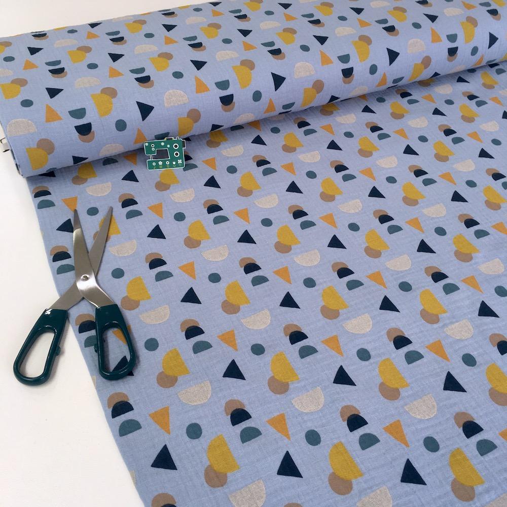 Shape Slices - GOTS Double Gauze - Lavender Blue Sewing and Dressmaking Fabric