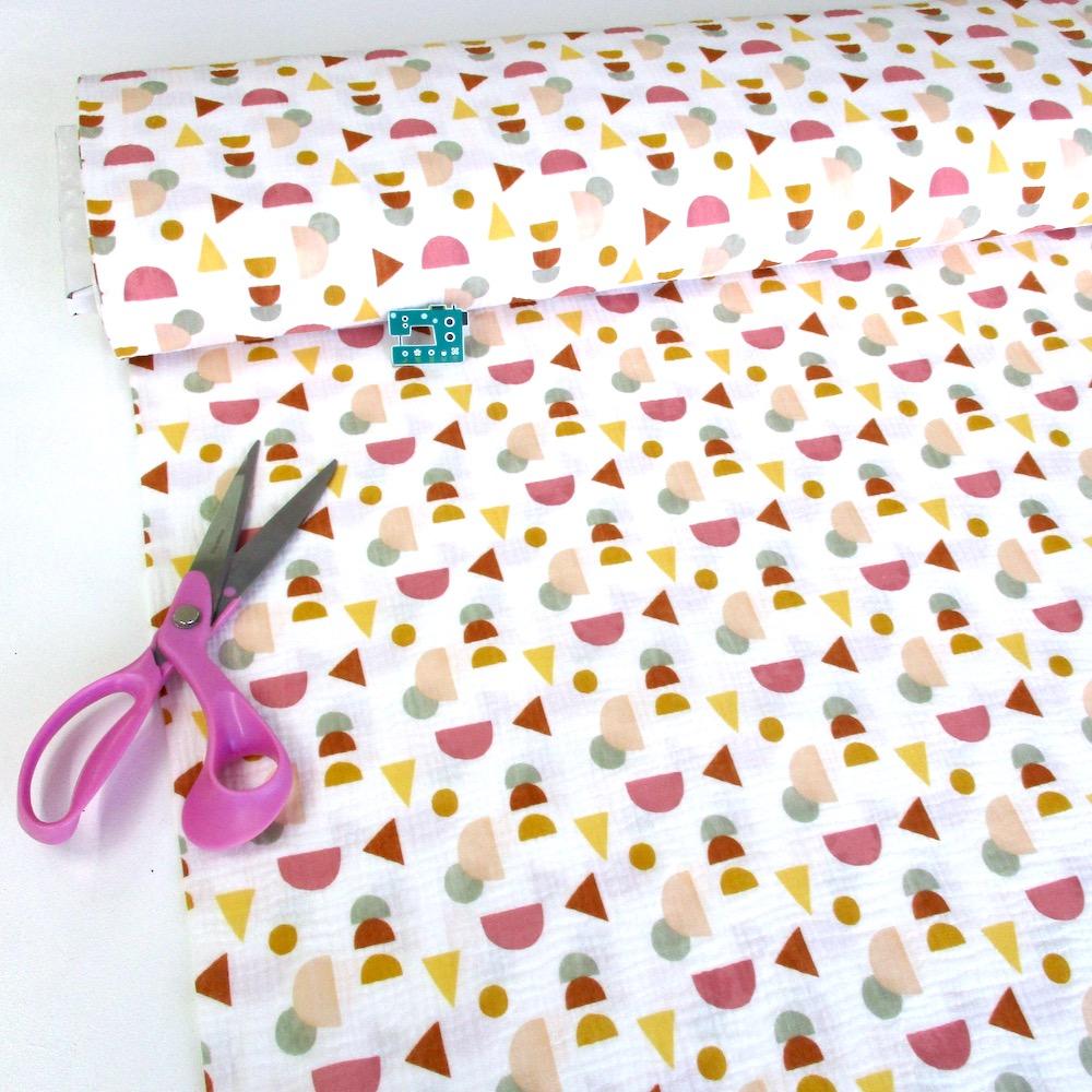 Shape Slices - GOTS Double Gauze - White Sewing and Dressmaking Fabric