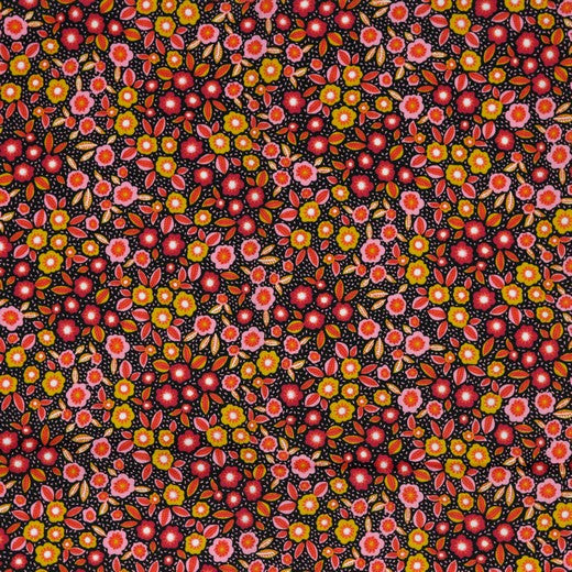 Spring Fever - Coated Cotton Fabric - Black Sewing and Dressmaking Fabric