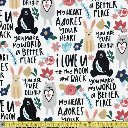 Springs Creative - Character Love Quotes - Multi Sewing and Dressmaking Fabric