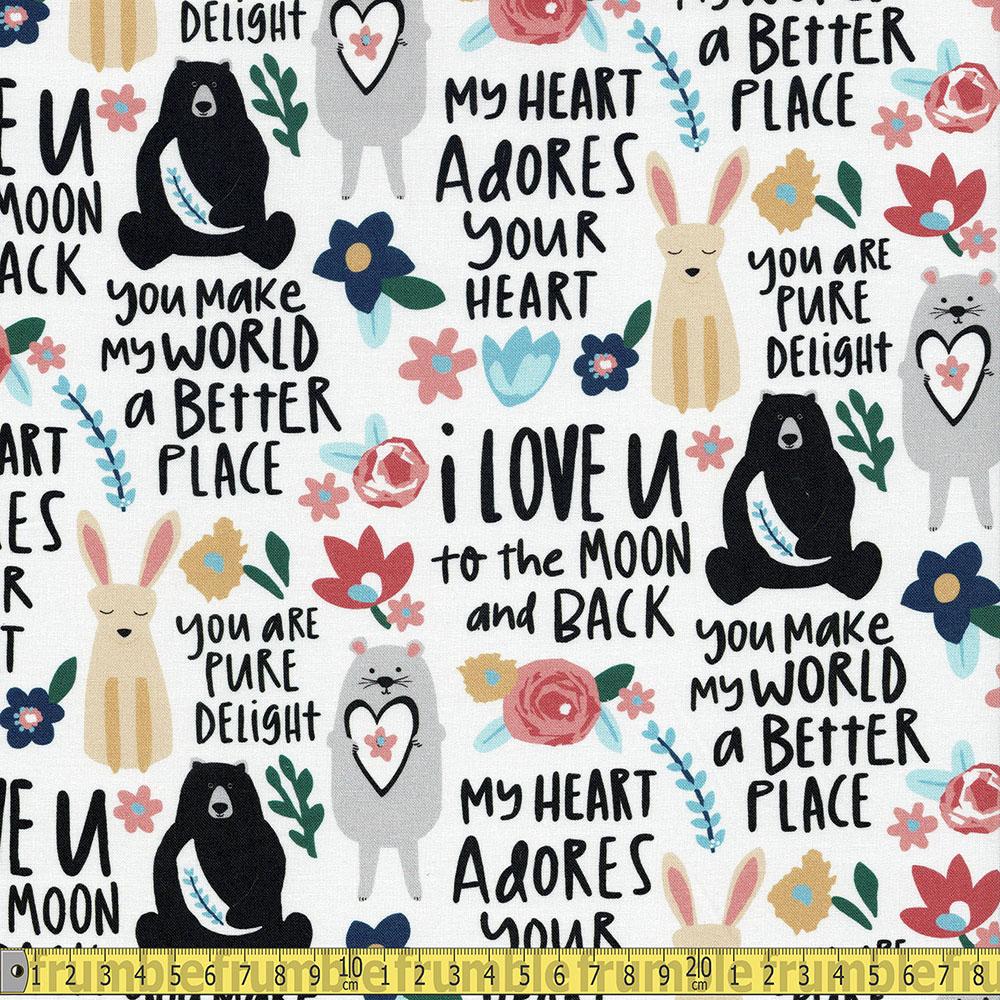 Springs Creative - Character Love Quotes - Multi Sewing and Dressmaking Fabric