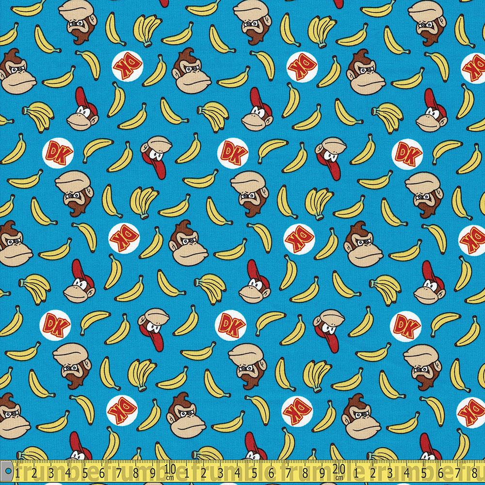 Springs Creative - Donkey Kong DK Coordinating Print - Blue Sewing and Dressmaking Fabric
