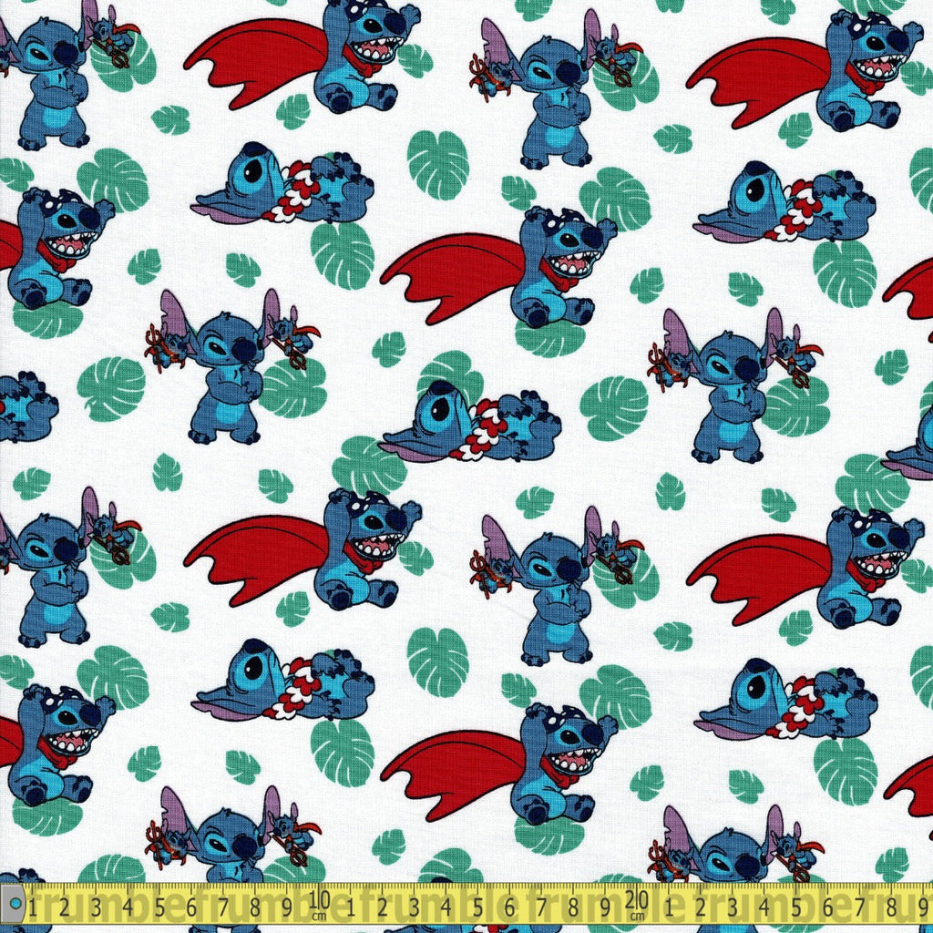 Springs Creative - Lilo and Stitch Action Stripe White Sewing and Dressmaking Fabric