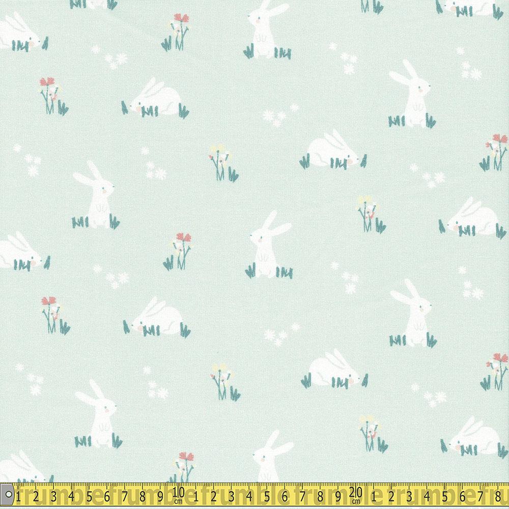 Springs Creative - Sunny Bunny All Over - Light Teal Sewing and Dressmaking Fabric