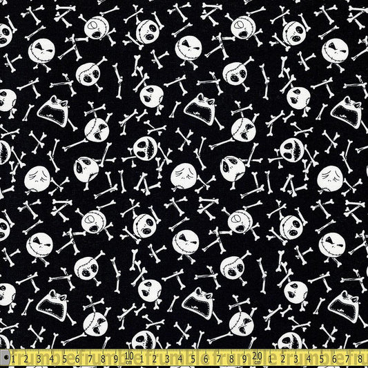 Nightmare Before Christmas Jack Bone Toss Black - Frumble Fabrics