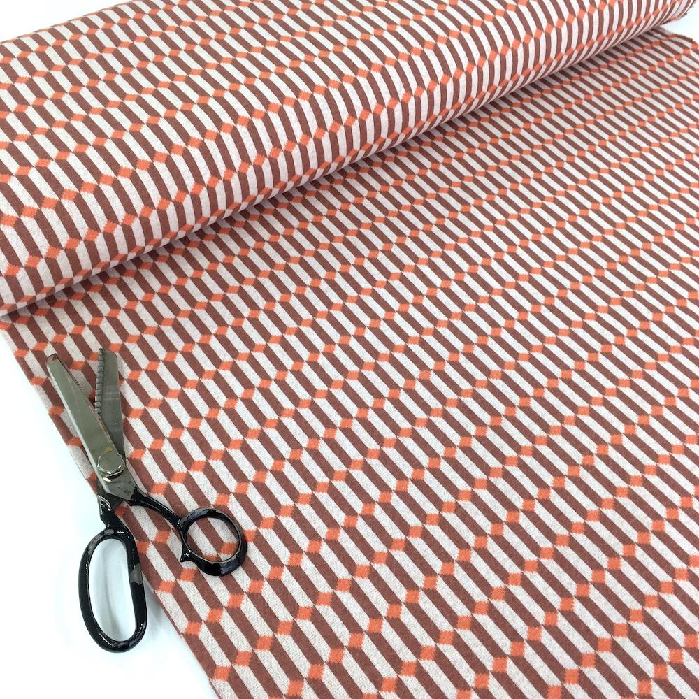 Stacked Diamonds - Recycled Jacquard Knit - Terracotta Sewing and Dressmaking Fabric