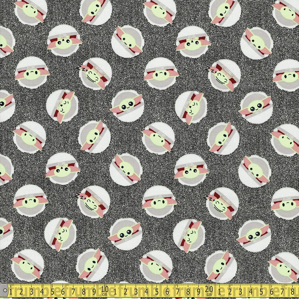 Star Wars  Mandalorian Collection - Child Toss On Denim - Grey Sewing and Dressmaking Fabric