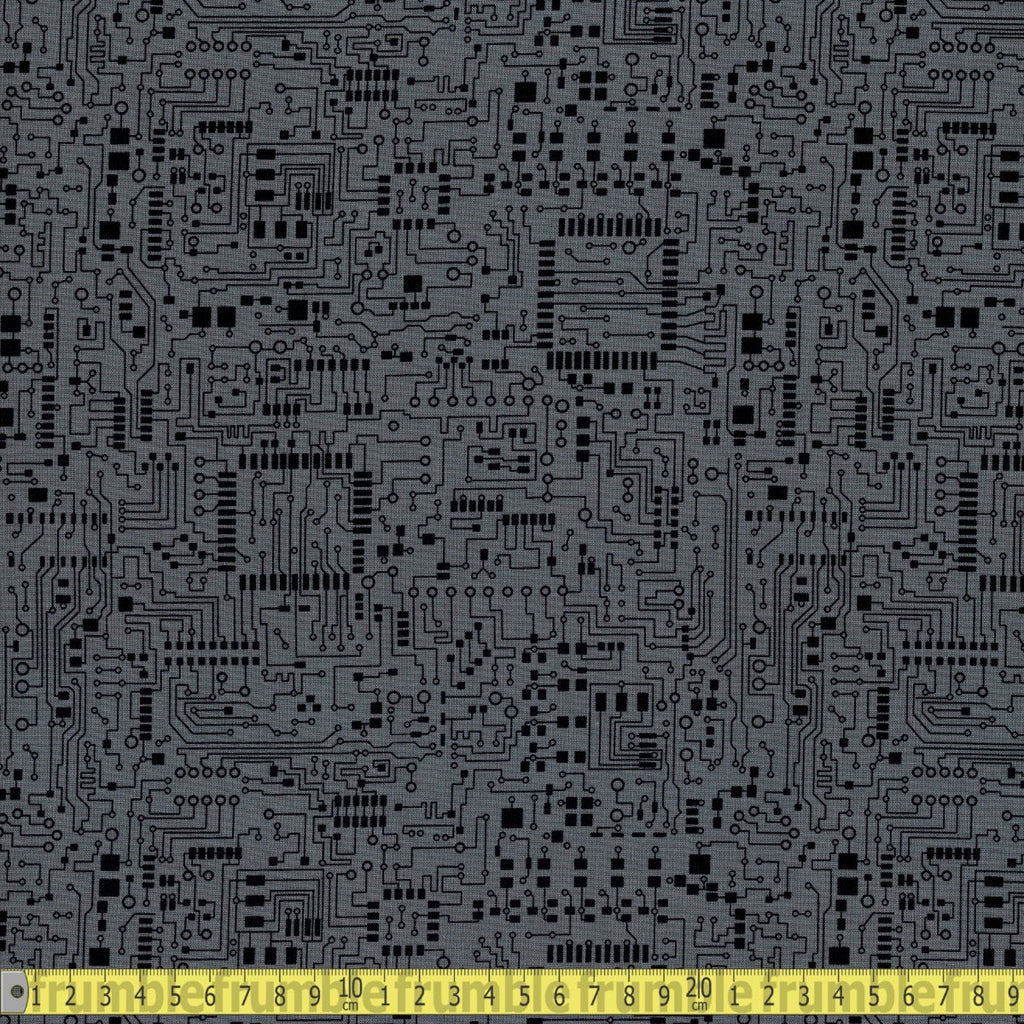 Studio E - Data Point Circuit Board Grey - Sewing and Dressmaking Fabric