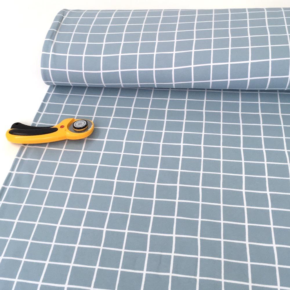 Super Soft Grid - GOTS Cotton Soft Sweat - Baby Blue Sewing and Dressmaking Fabric