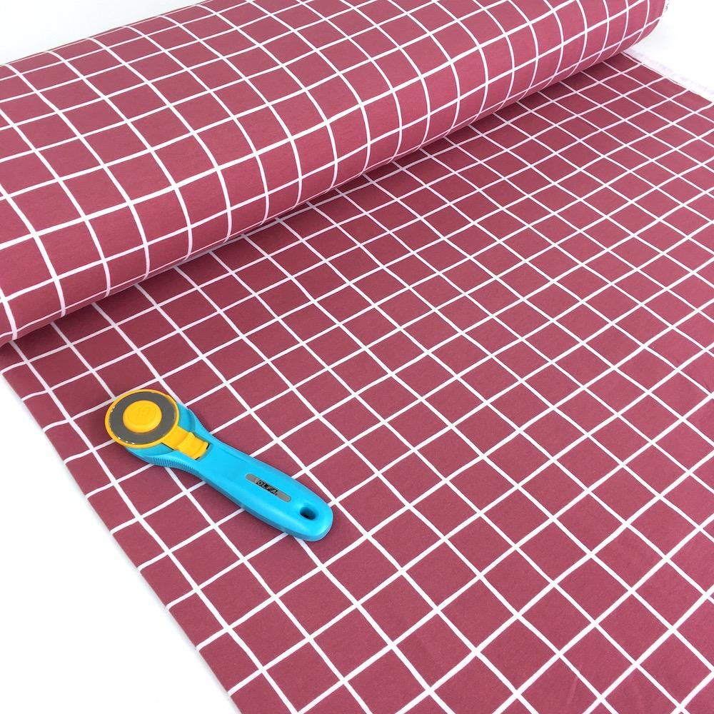 Super Soft Grid - GOTS Cotton Soft Sweat - Rose Pink Sewing and Dressmaking Fabric