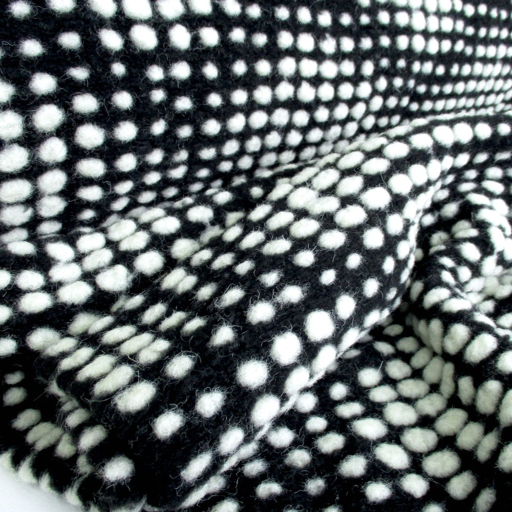 Textured Dots - Woollen Knitted Jacquard - Black Sewing and Dressmaking Fabric