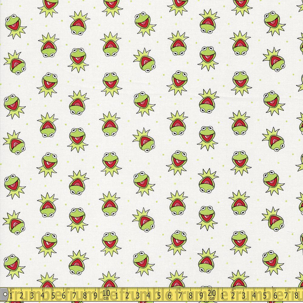 The Muppet Collection - Kermit The Frog - White Sewing and Dressmaking Fabric