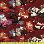 Timeless Treasures - Cats - Movie Theater Scaredy Cats Wine Sewing Fabric
