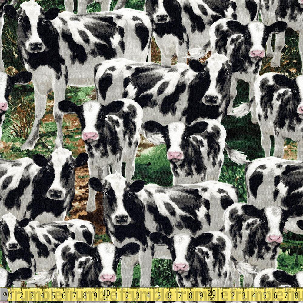 Timeless Treasures - Farm Life - Packed Cows Multi Sewing and Dressmaking Fabric