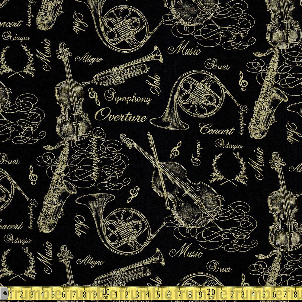 Timeless Treasures - Metallic Music Symphony - Black Sewing and Dressmaking Fabric