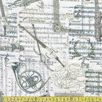 Timeless Treasures - Metallic Musical Patchwork - Antique Sewing and Dressmaking Fabric
