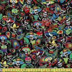 Timeless Treasures - Packed Day Of The Dead - Black Sewing and Dressmaking Fabric