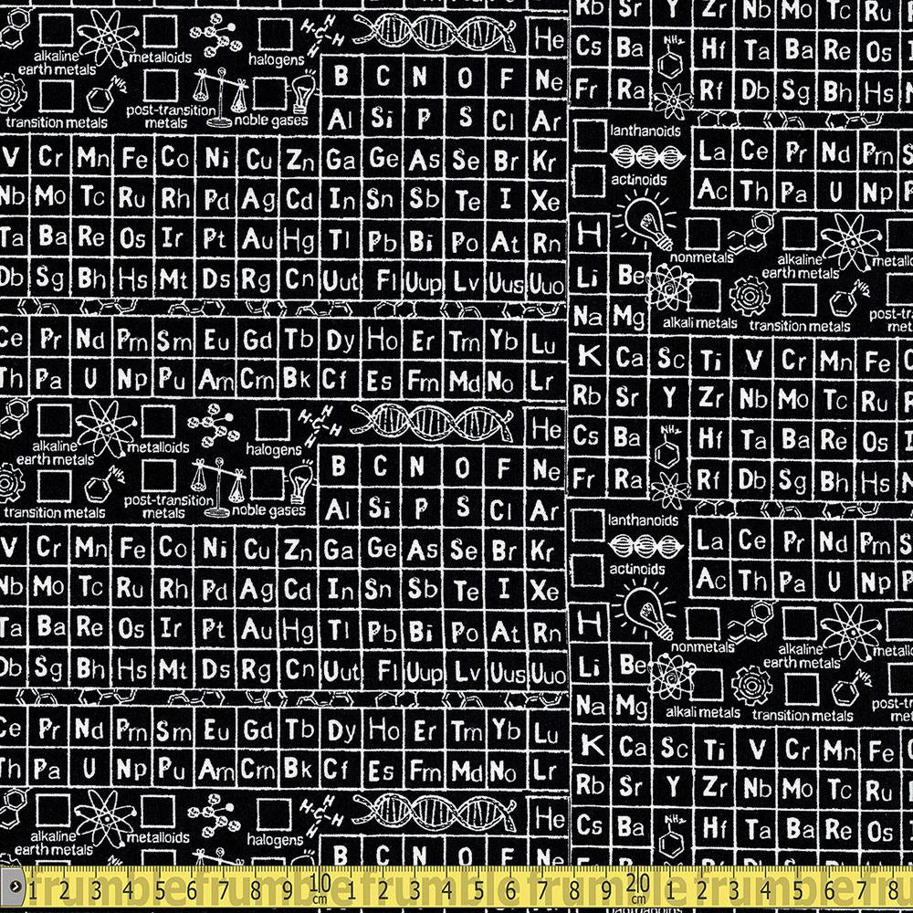 Timeless Treasures - Periodic Table Black Sewing Fabric