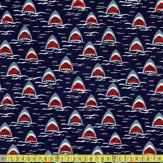 Timeless Treasures - Scary Sharks - Nautical Sewing and Dressmaking Fabric