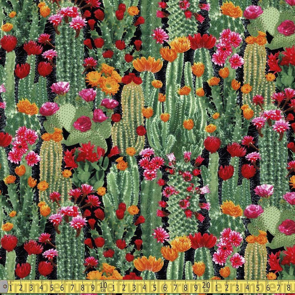 Timeless Treasures - Southwest - Flowering Cactus Green Sewing Fabric