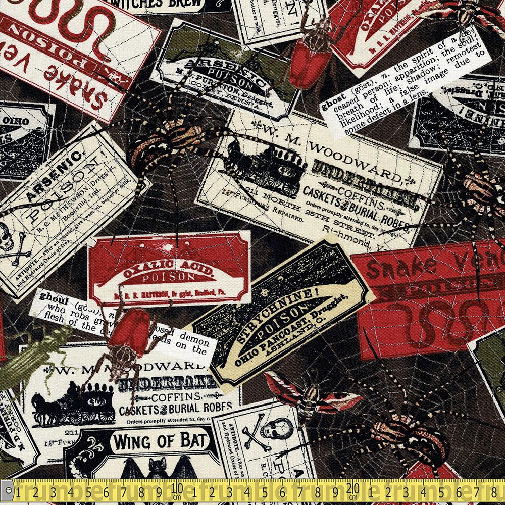 Timeless Treasures - Witches Labels - Multi Sewing and Dressmaking Fabric