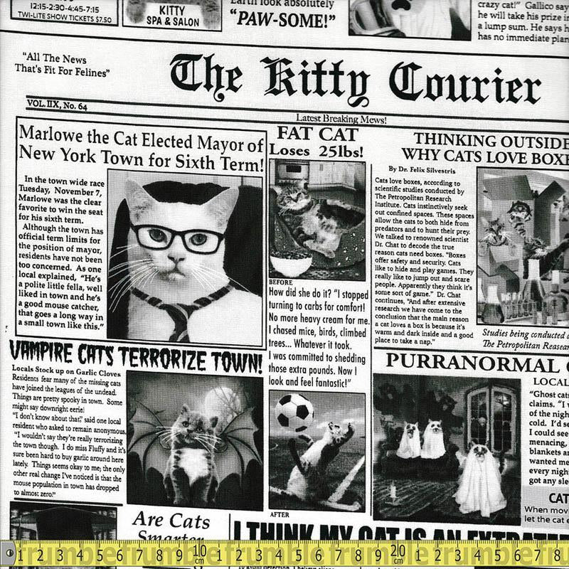 Cat Burglar Newsprint - Frumble Fabrics