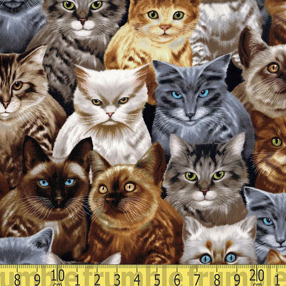 Cats by Michael Searle Natural - Frumble Fabrics