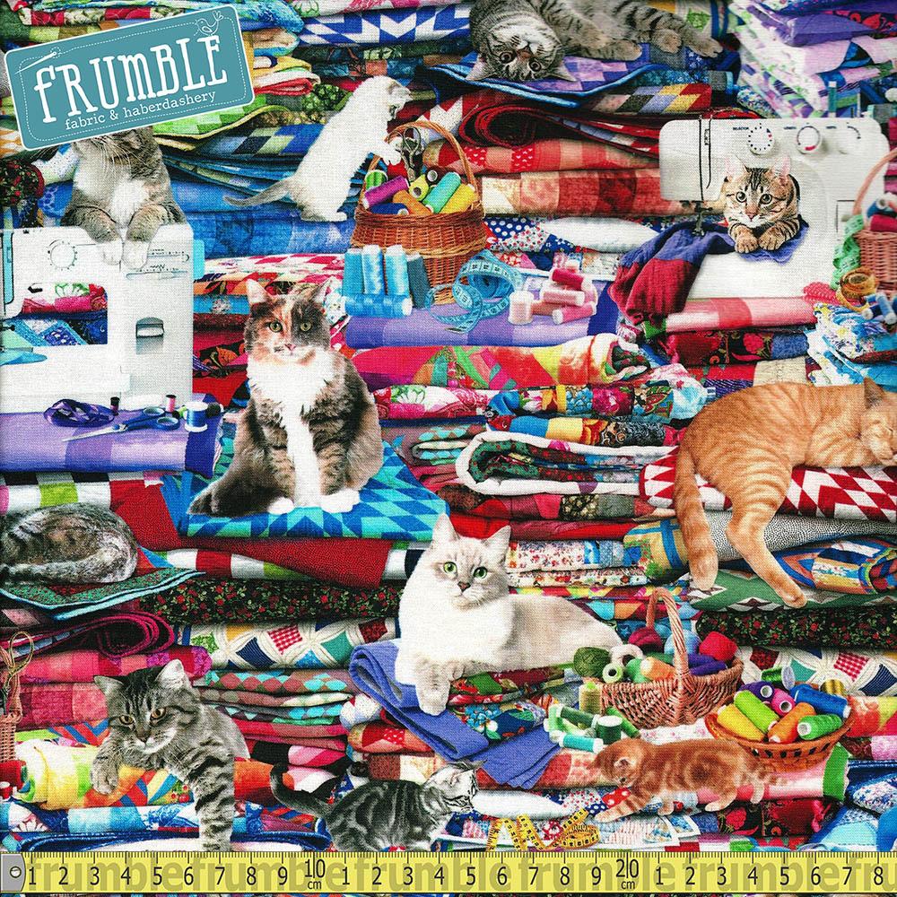 Cats On Quilts Multi - Frumble Fabrics
