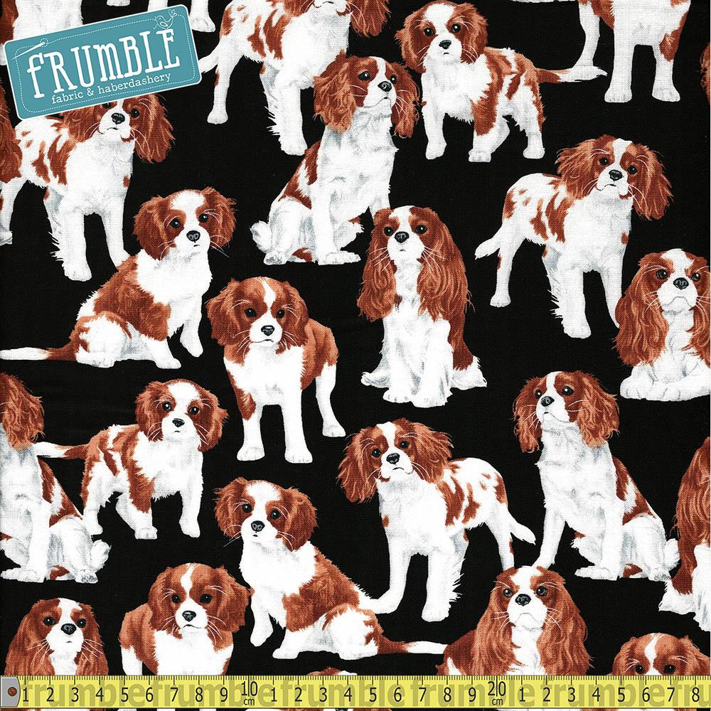 Cavalier King Charles Spaniels Dog Black - Frumble Fabrics