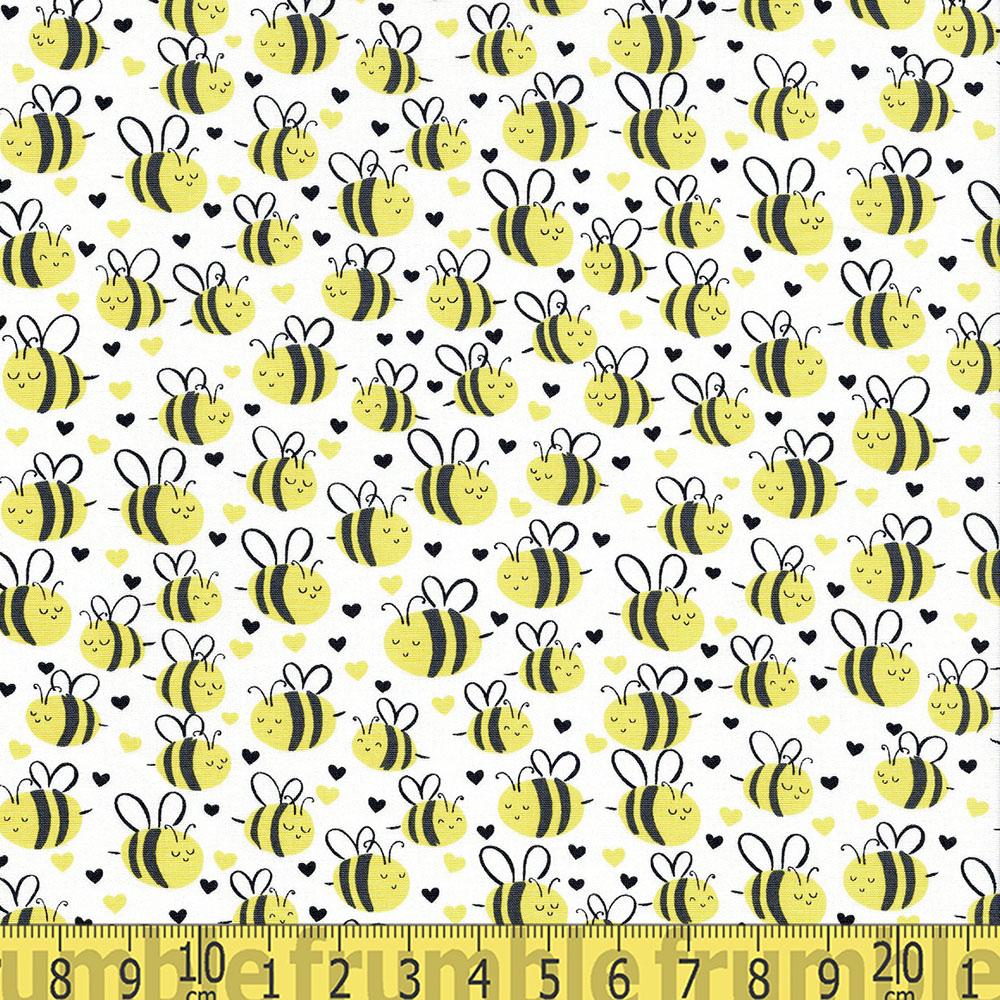 Cute Plump Bees White - Frumble Fabrics