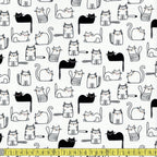 Timeless Treasures Fabric - Cat Nap Time - White Sewing and Dressmaking Fabric