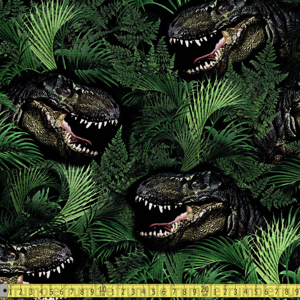 Timeless Treasures Fabric - Dinosaurs In The Forest - Green Sewing and Dressmaking Fabric