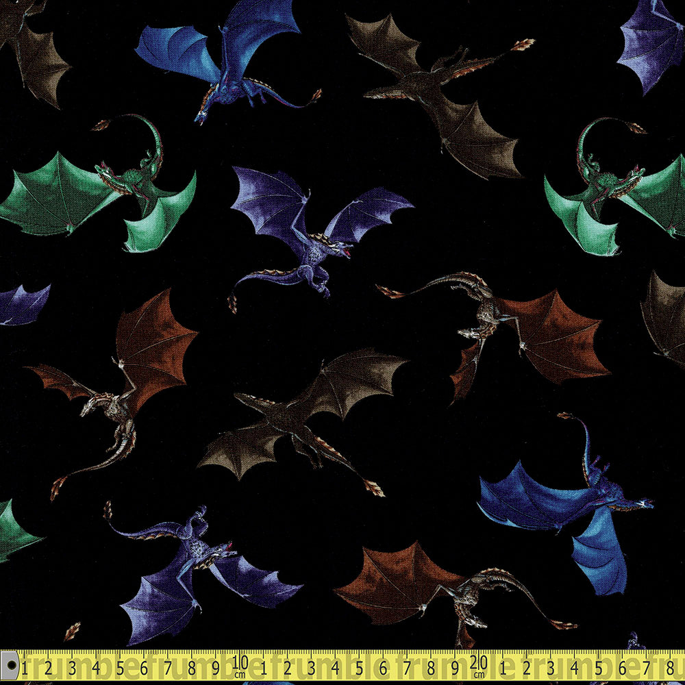 Timeless Treasures Fabric - Dragons Repeat - Black Sewing and Dressmaking Fabric