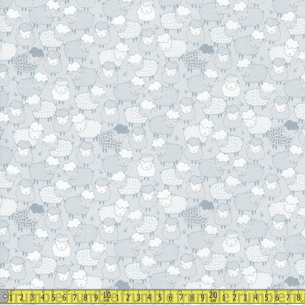 Timeless Treasures Fabric - Grazing Cute Sheep - Grey Sewing and Dressmaking Fabric