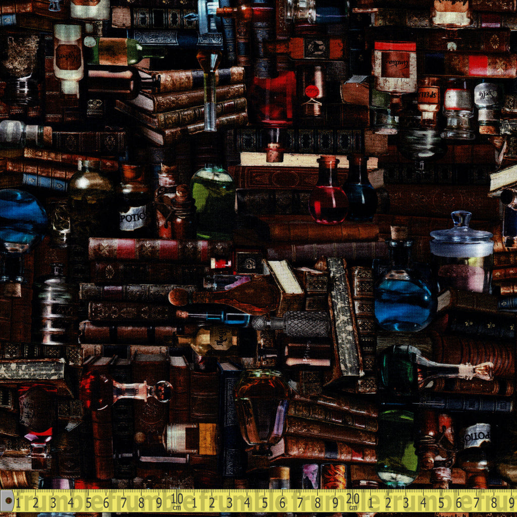 Timeless Treasures Fabric - Magic Books and Potions - Multi Sewing and Dressmaking Fabric