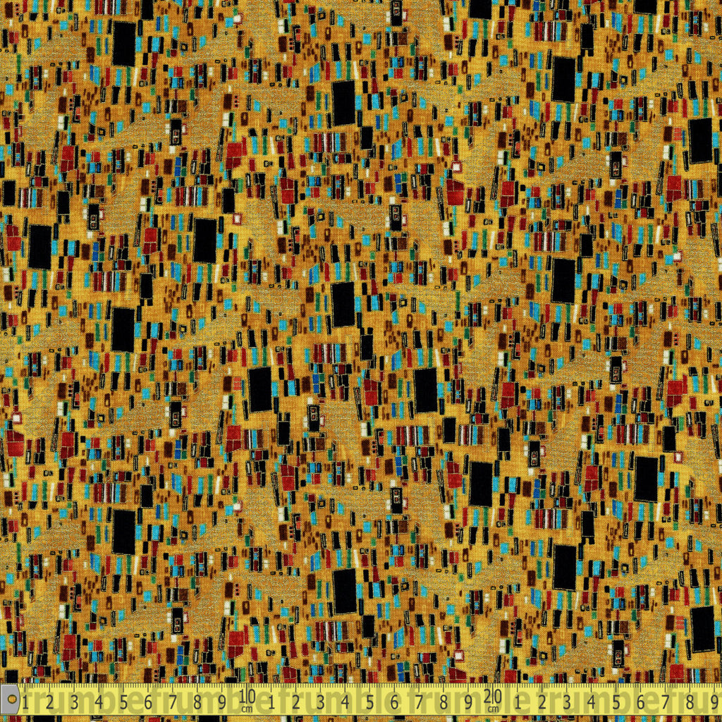 Timeless Treasures Fabric - Metallic Klimt Squares - Gold Sewing and Dressmaking Fabric