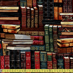 Timeless Treasures Fabric - Metallic Library Books - Multi Sewing and Dressmaking Fabric