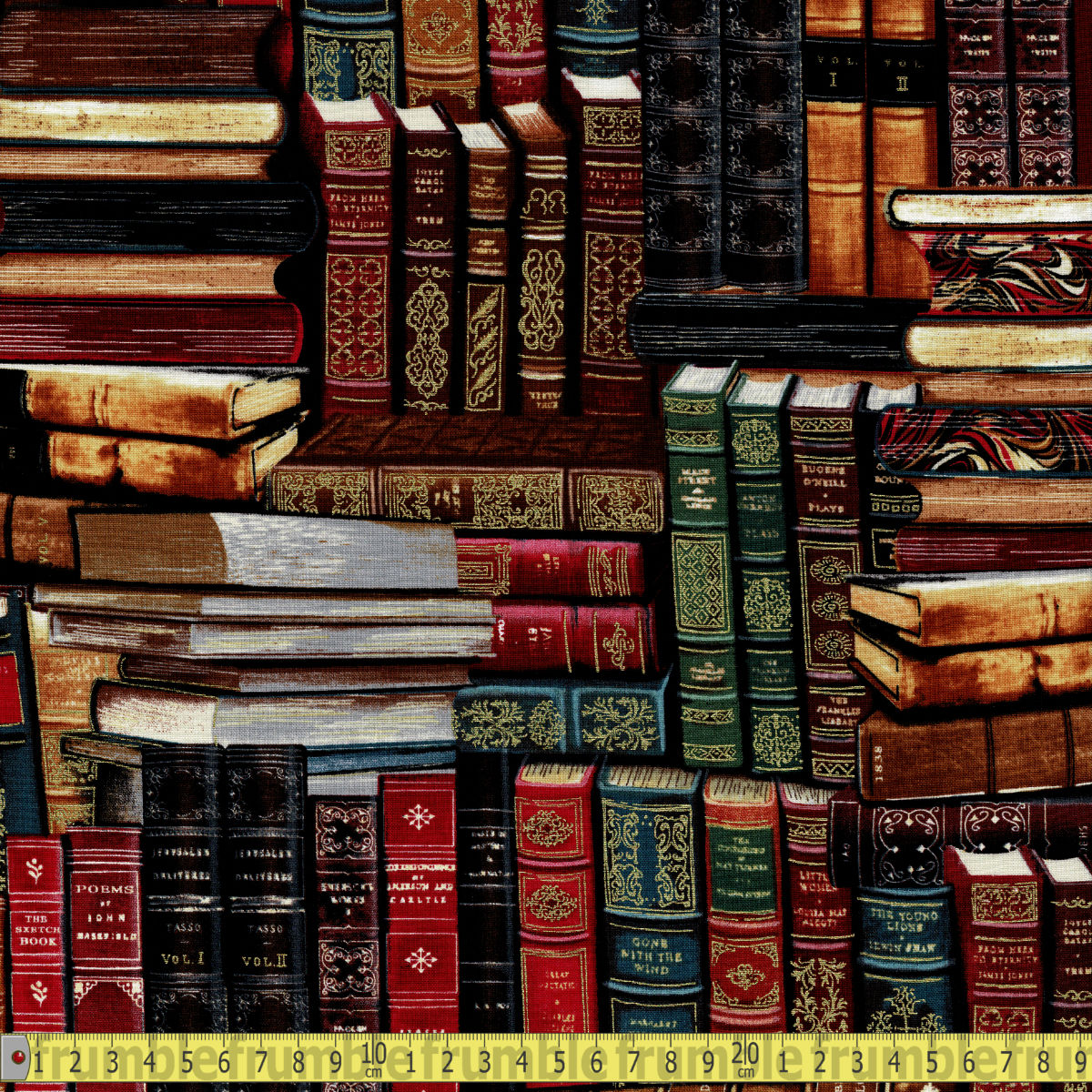 Timeless Treasures Fabric - Metallic Library Books - Multi Sewing and Dressmaking Fabric