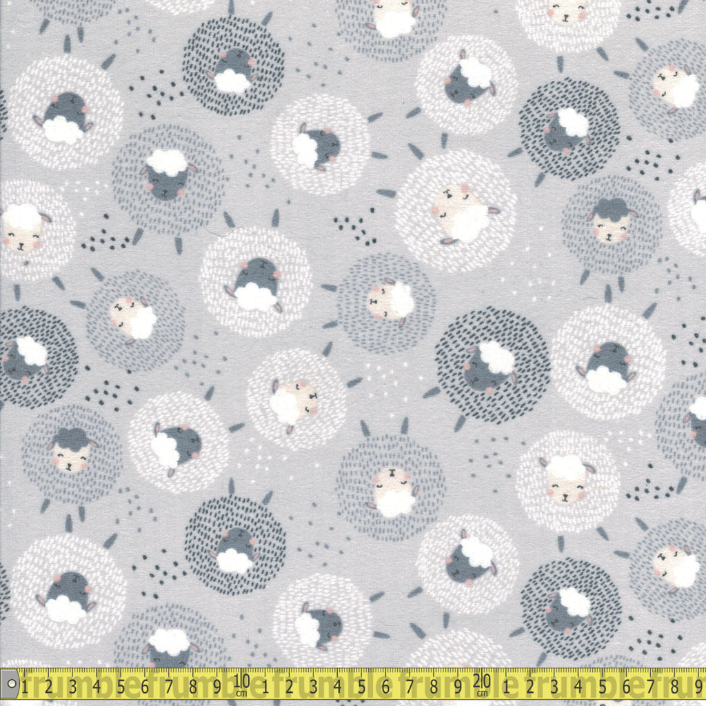 Timeless Treasures Flannel Fabric - Cute Sheep - Grey Sewing and Dressmaking Fabric