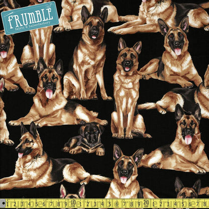 German Shepherds Black - Frumble Fabrics