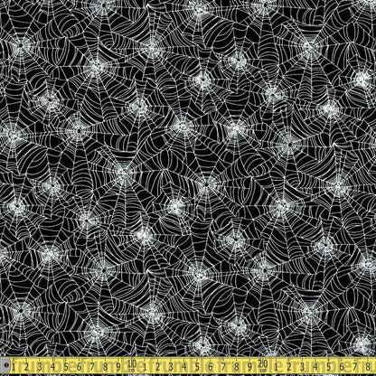 Glow In The Dark Spiders Web Black - Frumble Fabrics