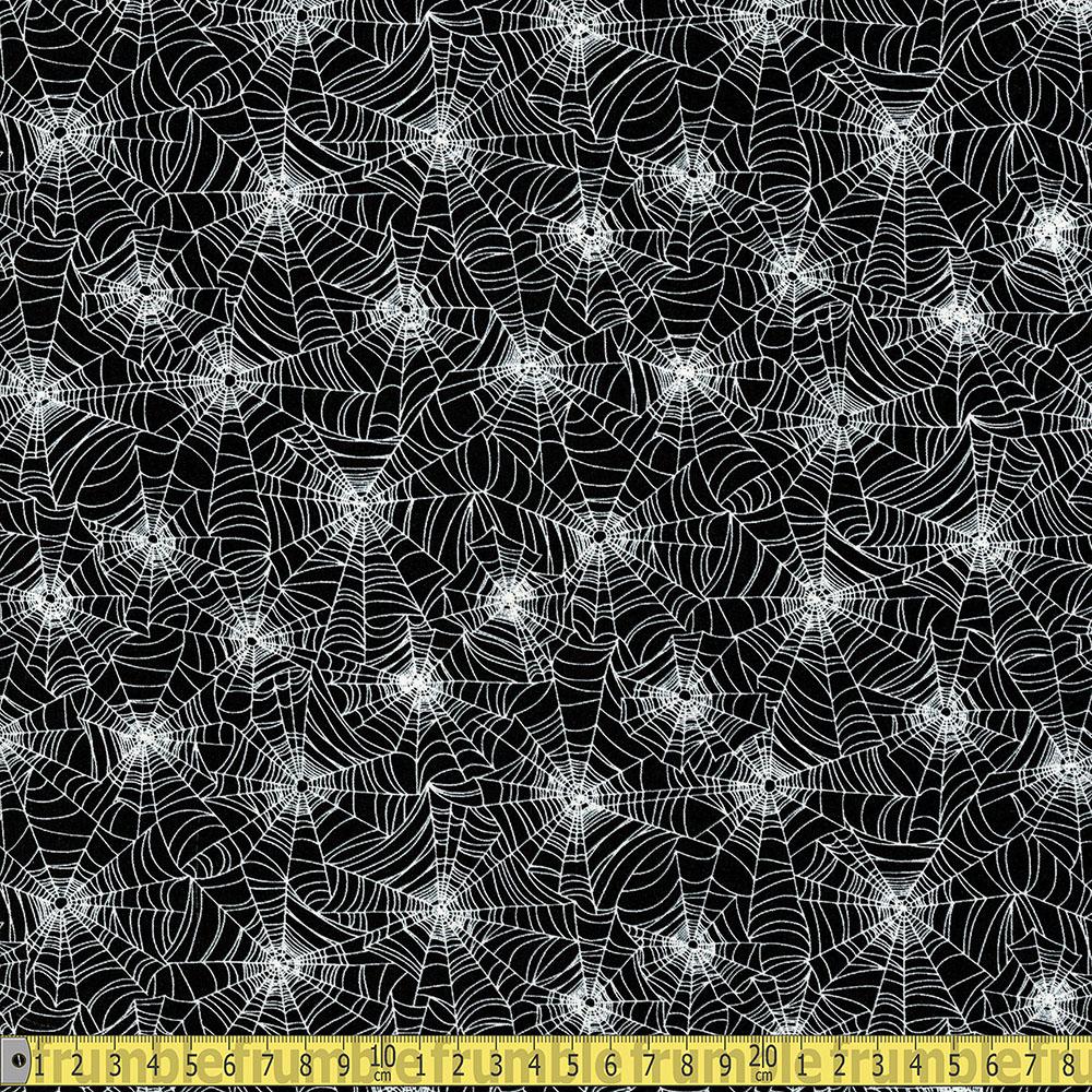 Glow In The Dark Spiders Web Black - Frumble Fabrics