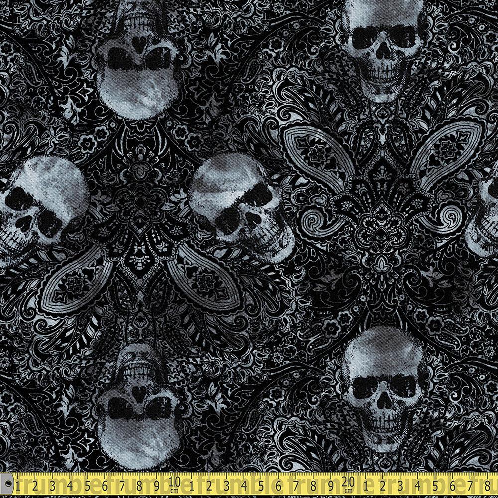 Skull Filigree Black - Frumble Fabrics