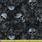 Skull Filigree Black - Frumble Fabrics