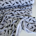 Tossed Whales - Marl French Terry - Light Grey Sewing and Dressmaking Fabric