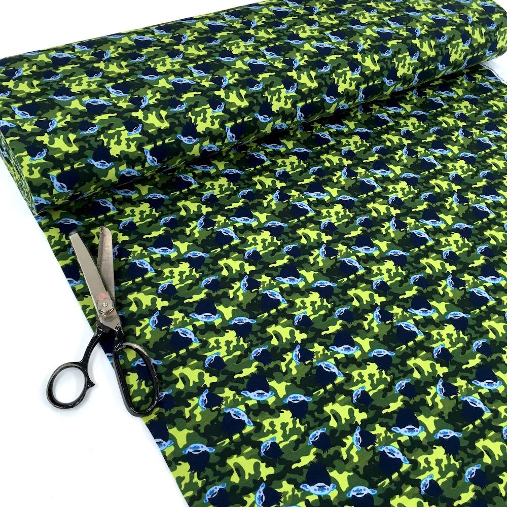 Trolls - Printed French Terry - Camo Troll Green Dressmaking Fabric