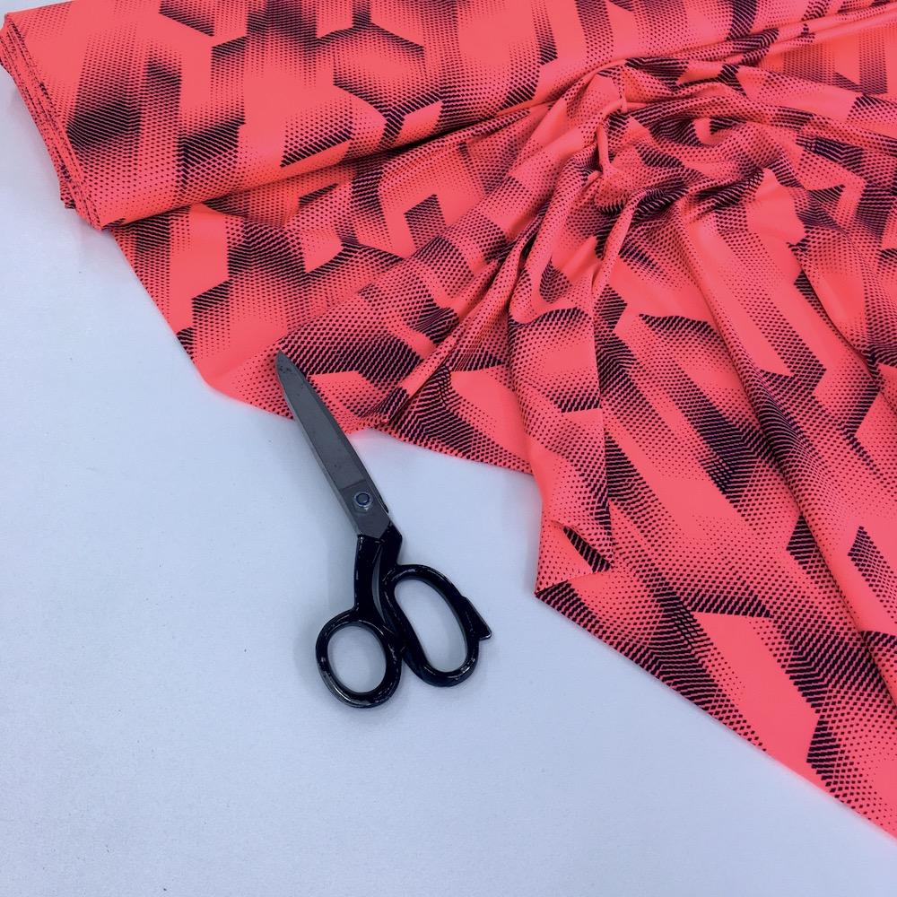 Dry Fit Sports Technical Jersey Geo Fluorescent Pink - Frumble Fabrics