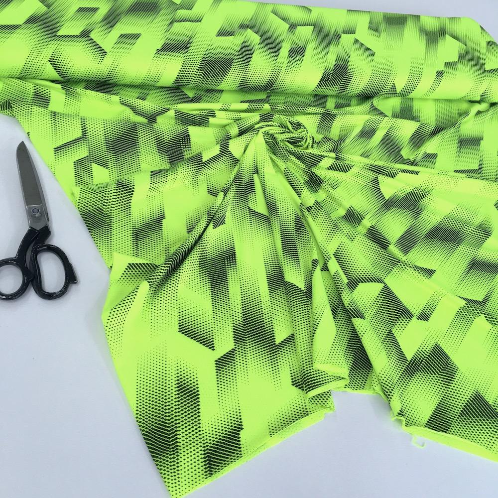 Dry Fit Sports Technical Jersey Geo Fluorescent Yellow - Frumble Fabrics